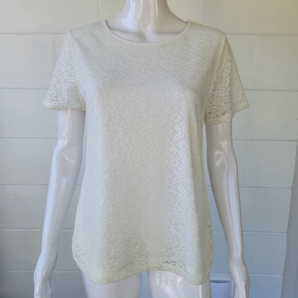 NWT Premise Lace Top Cream Women's M Romantic Feminine Wedding Guest Classic